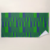 Blauw Groen Patchwork Strepen Ontwerp Strandlaken (Voorkant)