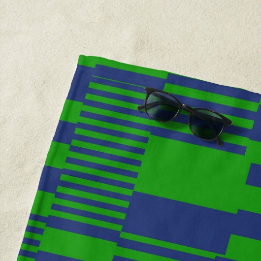 Blauw Groen Patchwork Strepen Ontwerp Strandlaken (In situ)