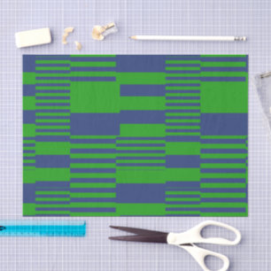 Blauw Groen Patchwork Strepen Ontwerp  Tissuepapier