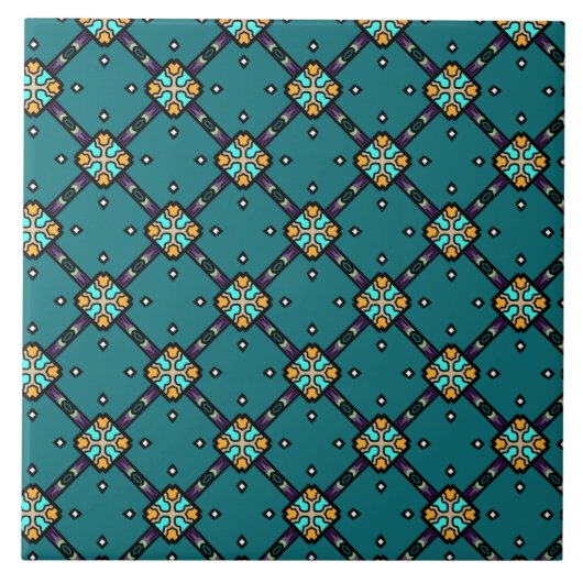 Blauw & Groen patroon #1 Tegeltje (Voorkant)