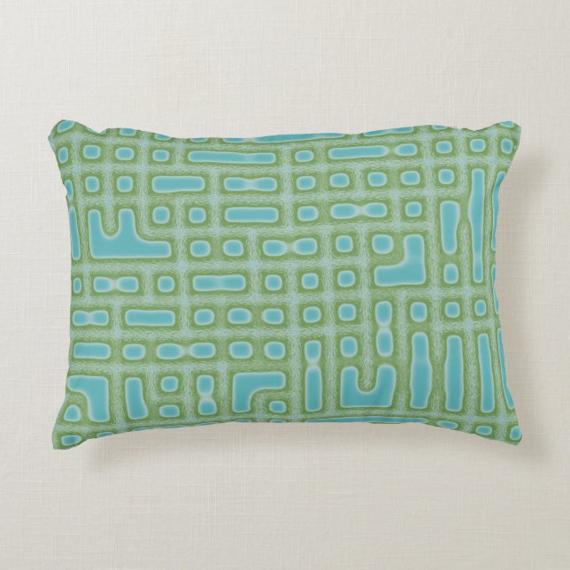 Blauw groen patroon accent kussen (Voorkant)