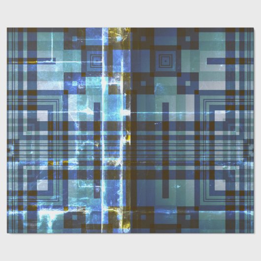 Blauw groen patroon cadeaupapier (Zoom)