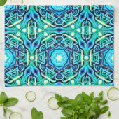 Blauw Groen Patroon Keuken Handdoek (Gevouwen)