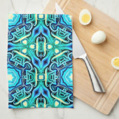 Blauw Groen Patroon Keuken Handdoek (Quarter Fold)