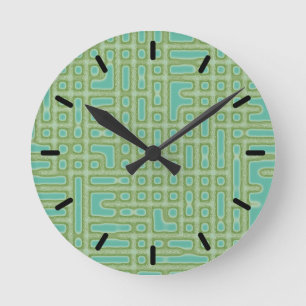 Blauw groen patroon ronde klok