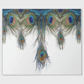 blauw-groen-pauw-veren-kunst- cadeaupapier (Vlak)