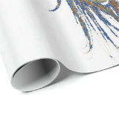 blauw-groen-pauw-veren-kunst- cadeaupapier (Rol Hoek)