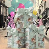 Blauw Groen & Peachy Koraal Zeemeermin Patroon Cadeaupapier