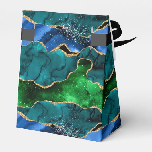 Blauw Groen Peacock Agaat Zoet Zestien Dank u Bedankdoosjes (Achterkant)