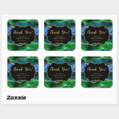 Blauw Groen Peacock Agaat Zoet Zestien Dank u Vierkante Sticker (Vel)