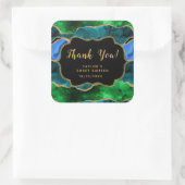 Blauw Groen Peacock Agaat Zoet Zestien Dank u Vierkante Sticker (Tas)