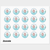 Blauw Groen Perzik Roze Schattig Zeemeermin Baby s Ronde Sticker (Vel)