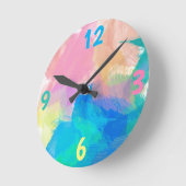 Blauw, groen, perzikkleurig, blauw schildpad ronde klok (Hoek)
