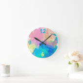 Blauw, groen, perzikkleurig, blauw schildpad ronde klok (Huis)