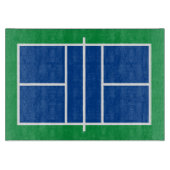 Blauw groen pickleball court aangepaste glazen keu snijplank (Voorkant)