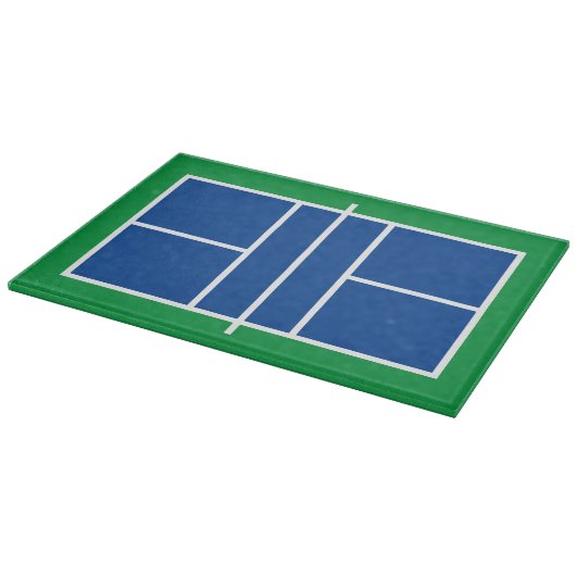 Blauw groen pickleball court aangepaste glazen keu snijplank (Hoek)