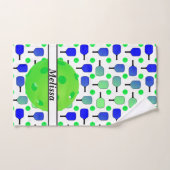 Blauw & Groen Pickleball Paddles Groen Gepersonali Handdoek (Handdoek)