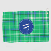 Blauw & Groen Plakken Golf Monogram Golfhanddoek (Horizontaal)