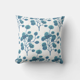 Blauw Groen Plant Patroon Pen Tekening Sierkussen