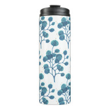 Blauw Groen Plant Pen Tekening Thermische Tumbler