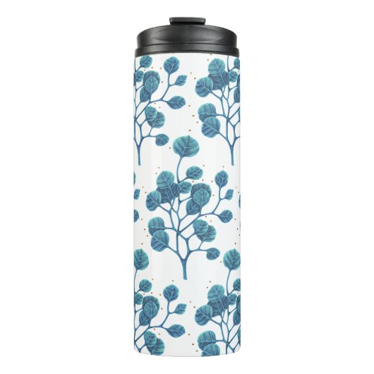 Blauw Groen Plant Pen Tekening Thermische Tumbler Thermosbeker (Voorkant)
