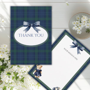 Blauw & Groen Plat Baby Shower Bedankkaart
