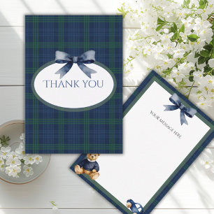 Blauw & Groen Plat Baby Shower Bedankkaart