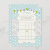 Blauw Groen Polka Dots Baby shower Bingo Spel Kaar Uitnodiging Briefkaart (Voorkant / Achterkant)