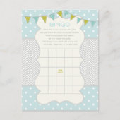 Blauw Groen Polka Dots Baby shower Bingo Spel Kaar Uitnodiging Briefkaart (Voorkant)