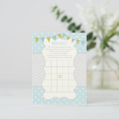 Blauw Groen Polka Dots Baby shower Bingo Spel Kaar Uitnodiging Briefkaart (Staand voorkant)