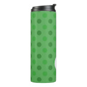 Blauw & Groen Polka Dots en Strepen: Monogram Thermosbeker (Gedraaid links)