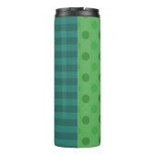 Blauw & Groen Polka Dots en Strepen: Monogram Thermosbeker (Achterkant)