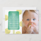 Blauw Groen Popsicle Jongen Foto 1e Verjaardag Kaart (Voorkant)