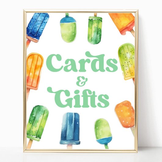 Blauw Groen Popsicle Party Kaarten & Geschenken Ta Poster