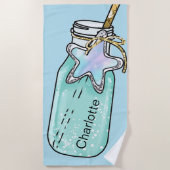 Blauw groen potje flesnaam fun strandlaken (Voorkant)