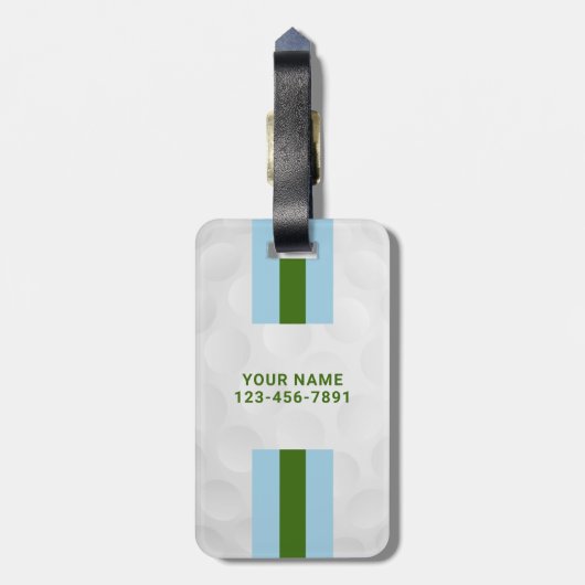Blauw Groen Preppy Gepersonaliseerde Golfzak Label Bagagelabel (Achterkant verticaal)