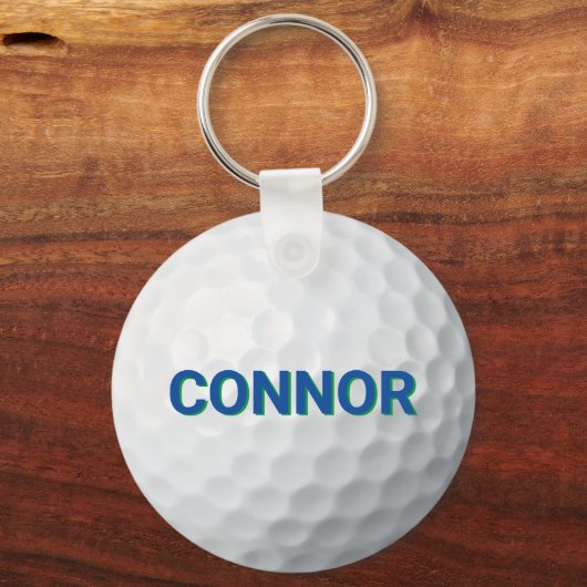 Blauw Groen Preppy Gepersonaliseerde Golfzak Label Sleutelhanger (Voorkant)