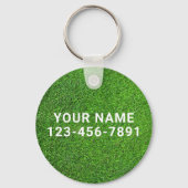 Blauw Groen Preppy Gepersonaliseerde Golfzak Label Sleutelhanger (Achterkant)