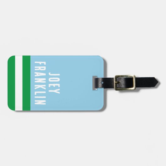 BLAUW GROEN Preppy gepersonaliseerde rugzak Label Bagagelabel (Voorkant horizontaal)