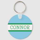 Blauw Groen Preppy Gepersonaliseerde Rugzak Label Sleutelhanger (Voorkant)