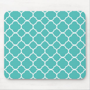 Blauw-groen Quatrefoil-patroon Muismat