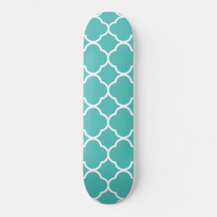 Blauw-groen Quatrefoil-patroon Persoonlijk Skateboard