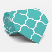 Blauw-groen Quatrefoil-patroon Stropdas (Opgerold)