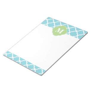 Blauw groen Quatrefolomonogram Notitieblok