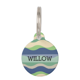 Blauw & Groen Retro Golf Custom Huisdierpenning