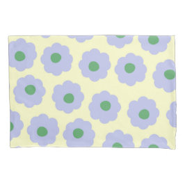 Blauw Groen Retro Y2K Speels Pastel Bloempatroon Kussensloop