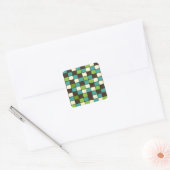 Blauw Groen Roam Mosaic Tile Patroon Vierkante Sticker (Envelop)