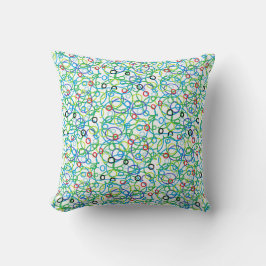 Blauw Groen Rood en Gele Cirkels Witte Achtergrond Kussen