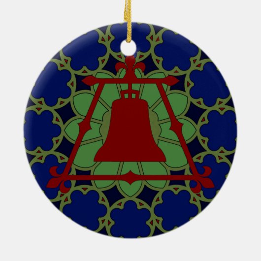Blauw, groen rood Glas in lood Keramisch Ornament (Achterkant)