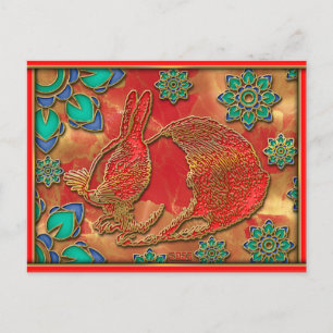 Blauw Groen Rood Goud Konijn 2023 Chinees Nieuwjaa Feestdagenkaart